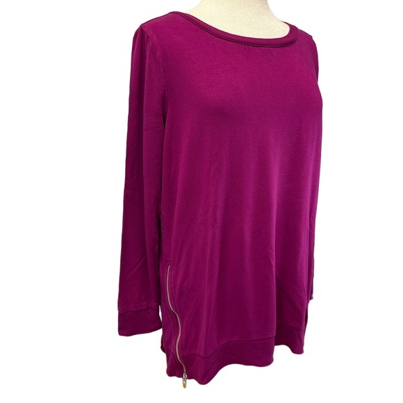 Chico's Zenergy Womens 2 L Purple Pink Activewear‎ Sweatshirt Top Side Zippers - Picture 1 of 6